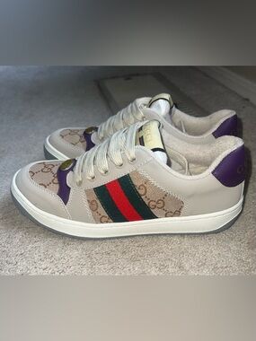 Source unknown Screener GG Canvas and Leather Sneakers